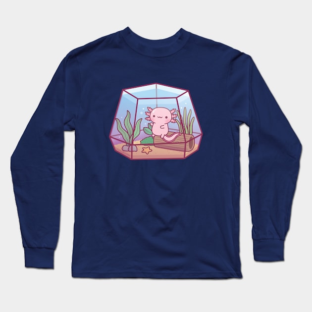 Cute Axolotl In Aquarium Long Sleeve T-Shirt by rustydoodle